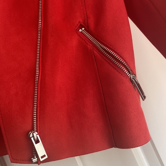 Red faux suede onto jacket size 0 H&M - Picture 7 of 9